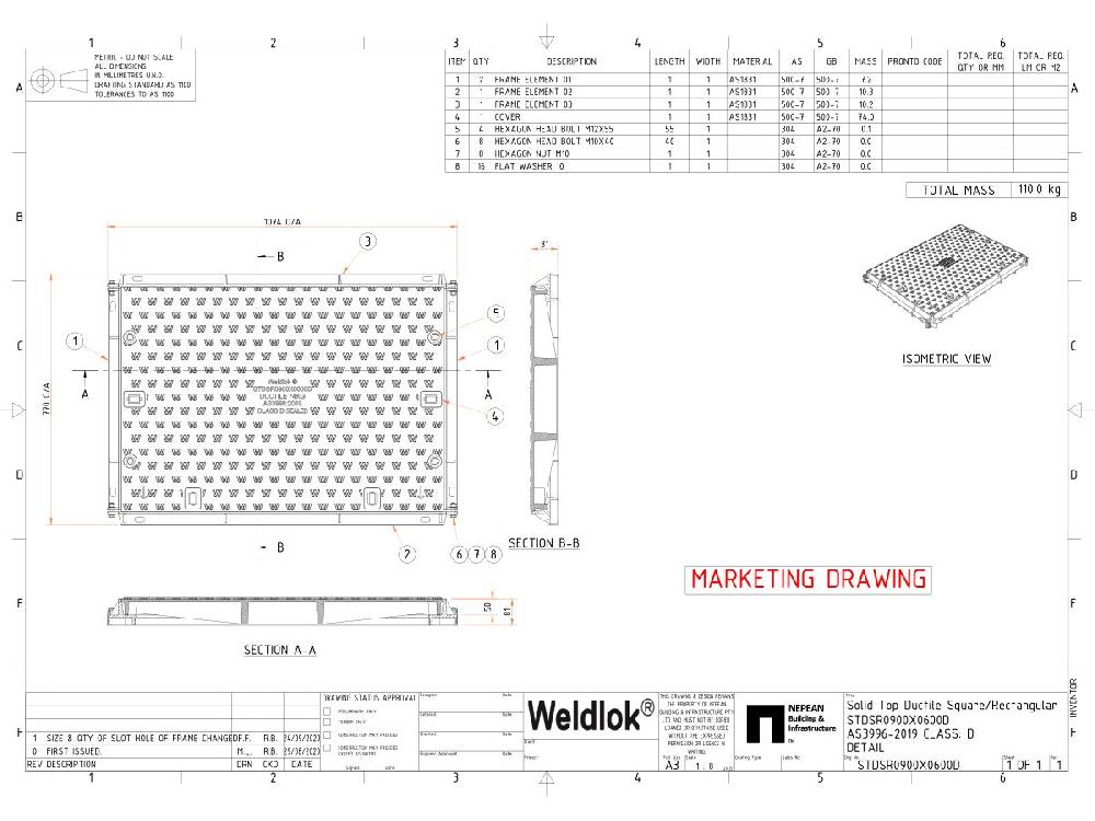 Reece 900mm X 600mm Class D Ductile Iron Solid Top Cover And Frame