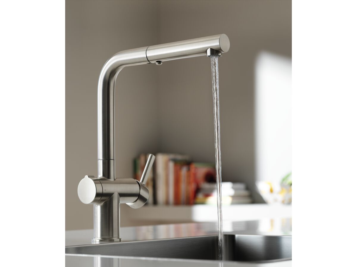 Reece Active Twist Pull Out Sink Mixer Kit No Overflow Brushed Chrome/Stainless Steel (5 Star) Lead Free