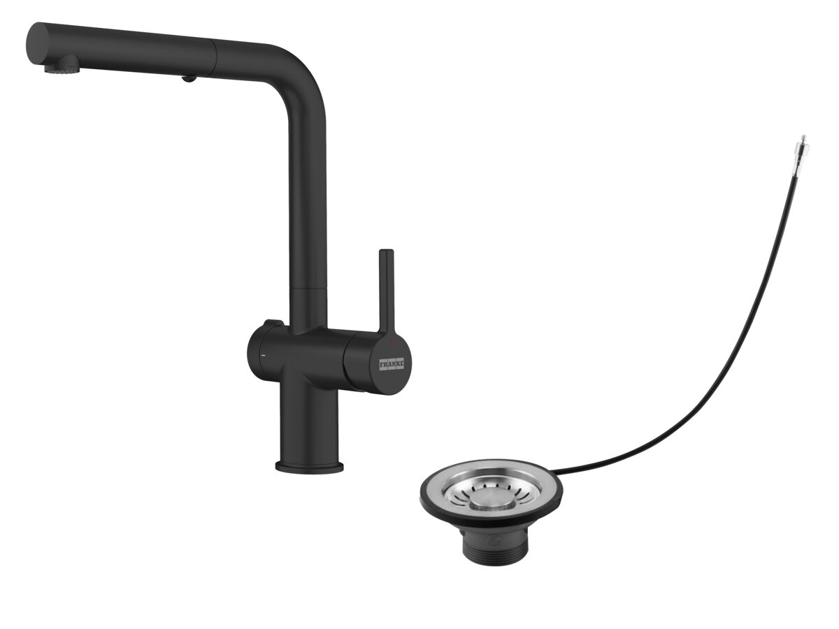 reece Active Twist Pull Out Sink Mixer Kit No Overflow Matte Black/Stainless Steel (5 Star) Lead Free
