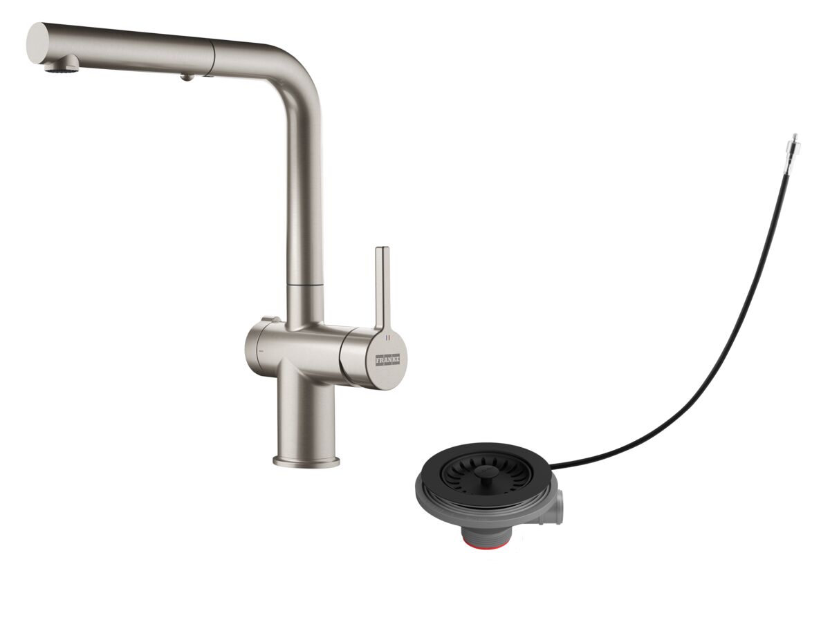 reece Active Twist Pull Out Sink Mixer Kit Overflow Brushed Chrome/Matte Black (5 Star) Lead Free