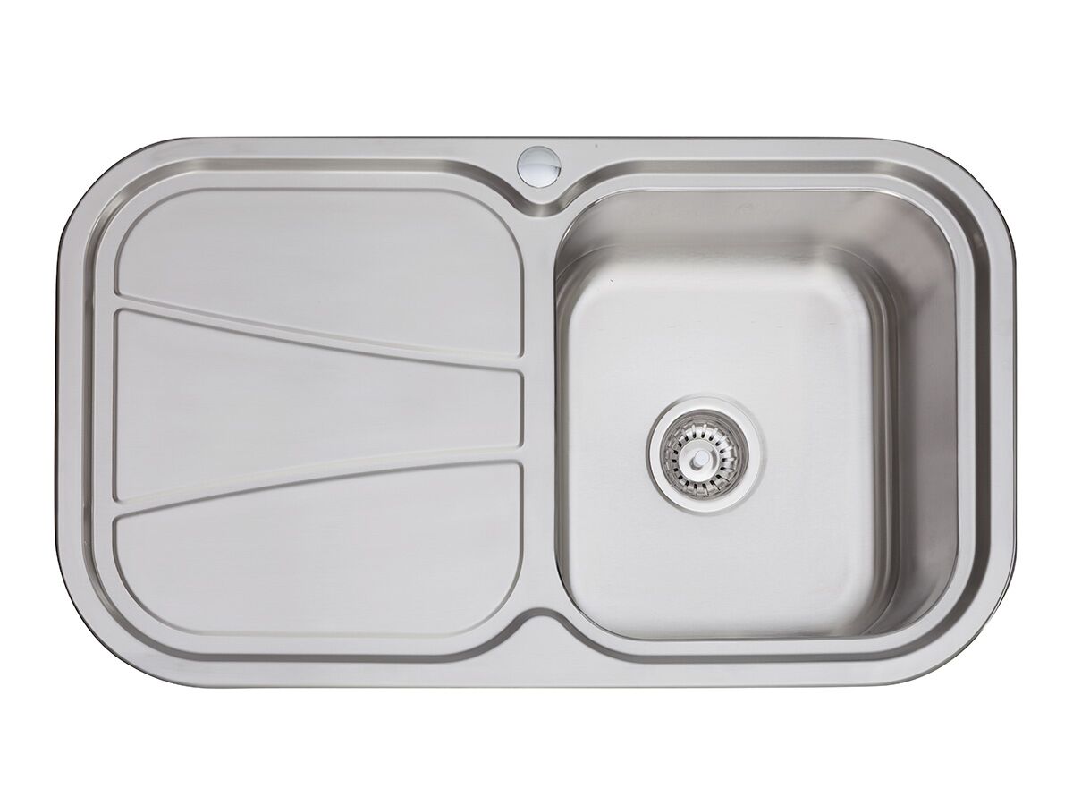 reece AFA Flow Single Bowl Undermount/Inset Sink Right Hand Bowl 1 Taphole with Quick-Fit Clips 838 x 490mm Stainless Steel