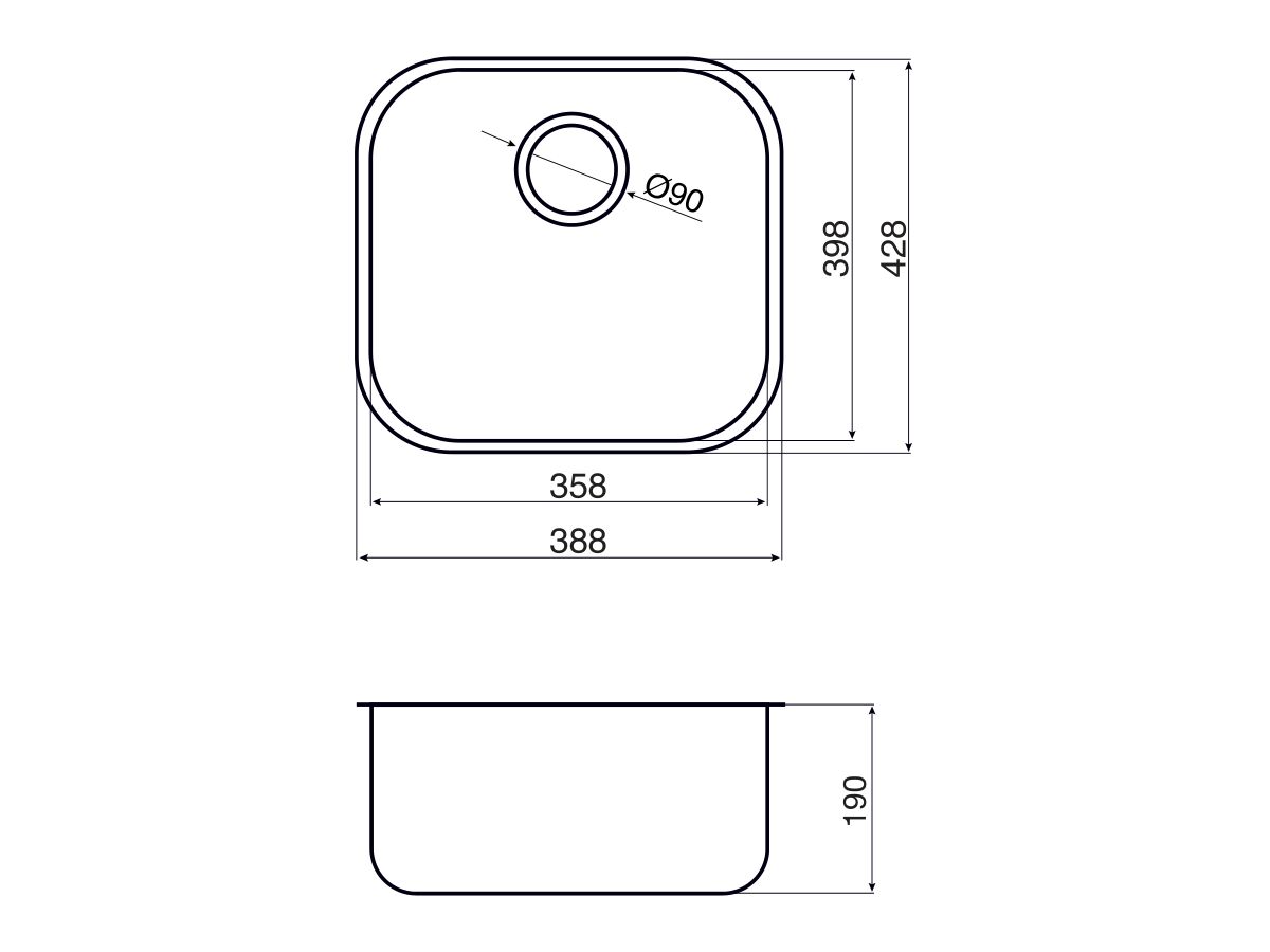 Reece AFA Flow Single Bowl Undermount Sink No Taphole 388mm Stainless Steel