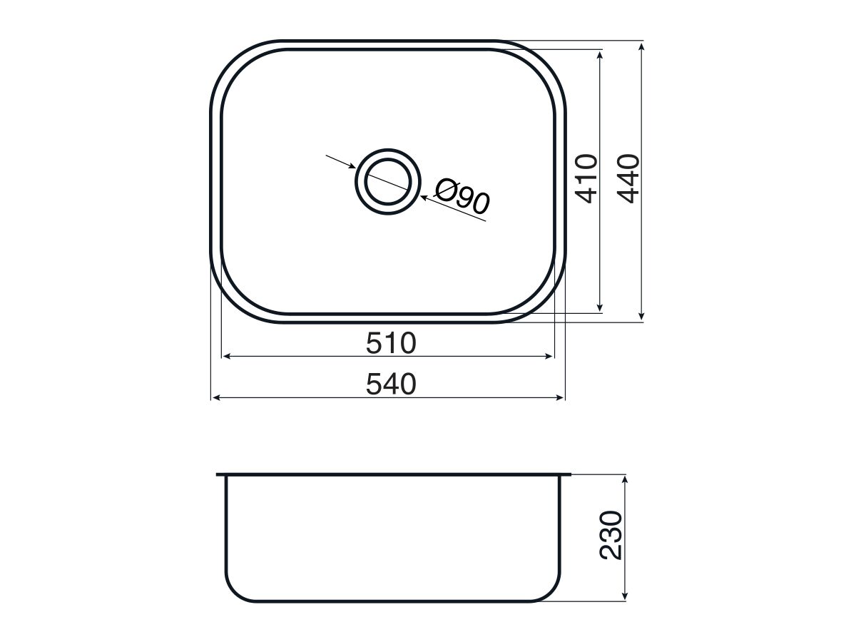 Reece AFA Flow Single Bowl Undermount Sink No Taphole 540mm Stainless Steel