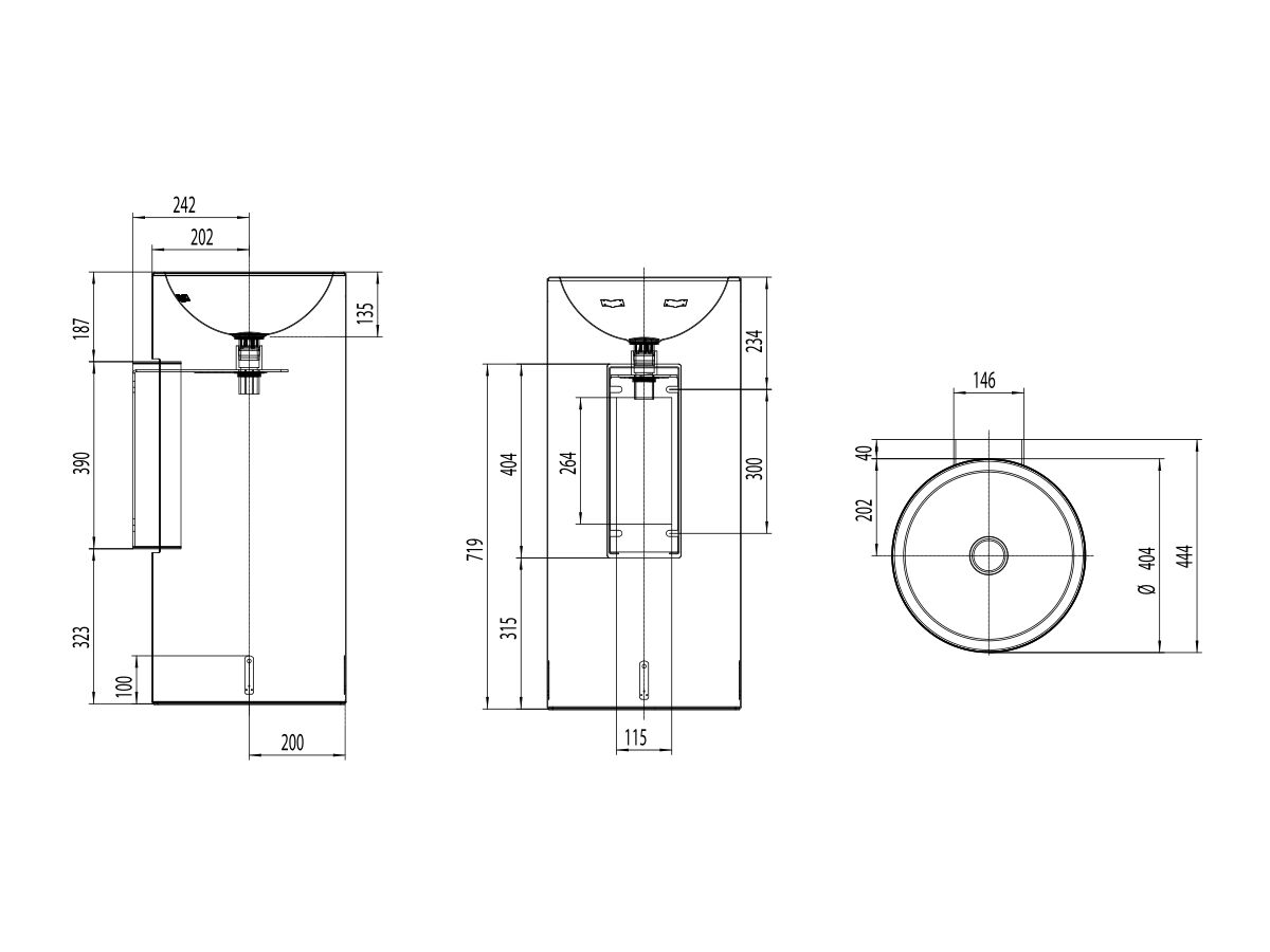 Reece Alape Circa Freestanding Basin 400mm White (Wall Attached)