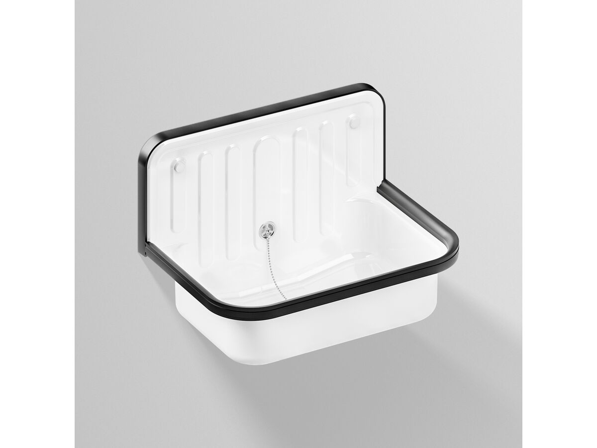 reece Alape Klassiker Wall Basin 510x360mm Overflow White with Black Trim