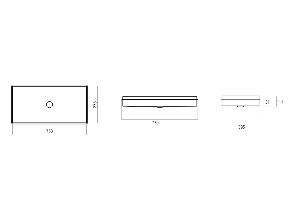 Reece Alape Metaphor Flush Mounted Basin 750mm White