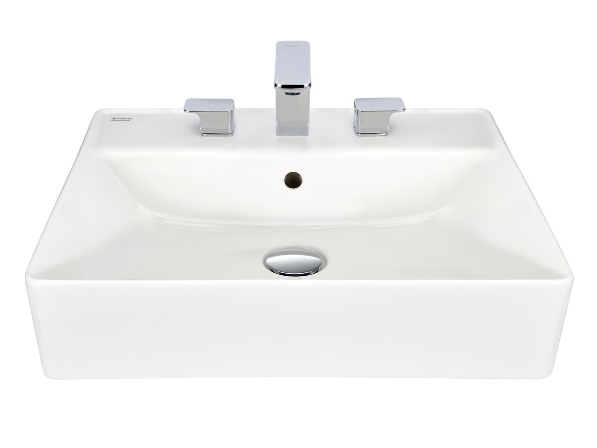Reece American Standard Acacia SupaSleek Semi Recessed Basin 3 Taphole 550mm White