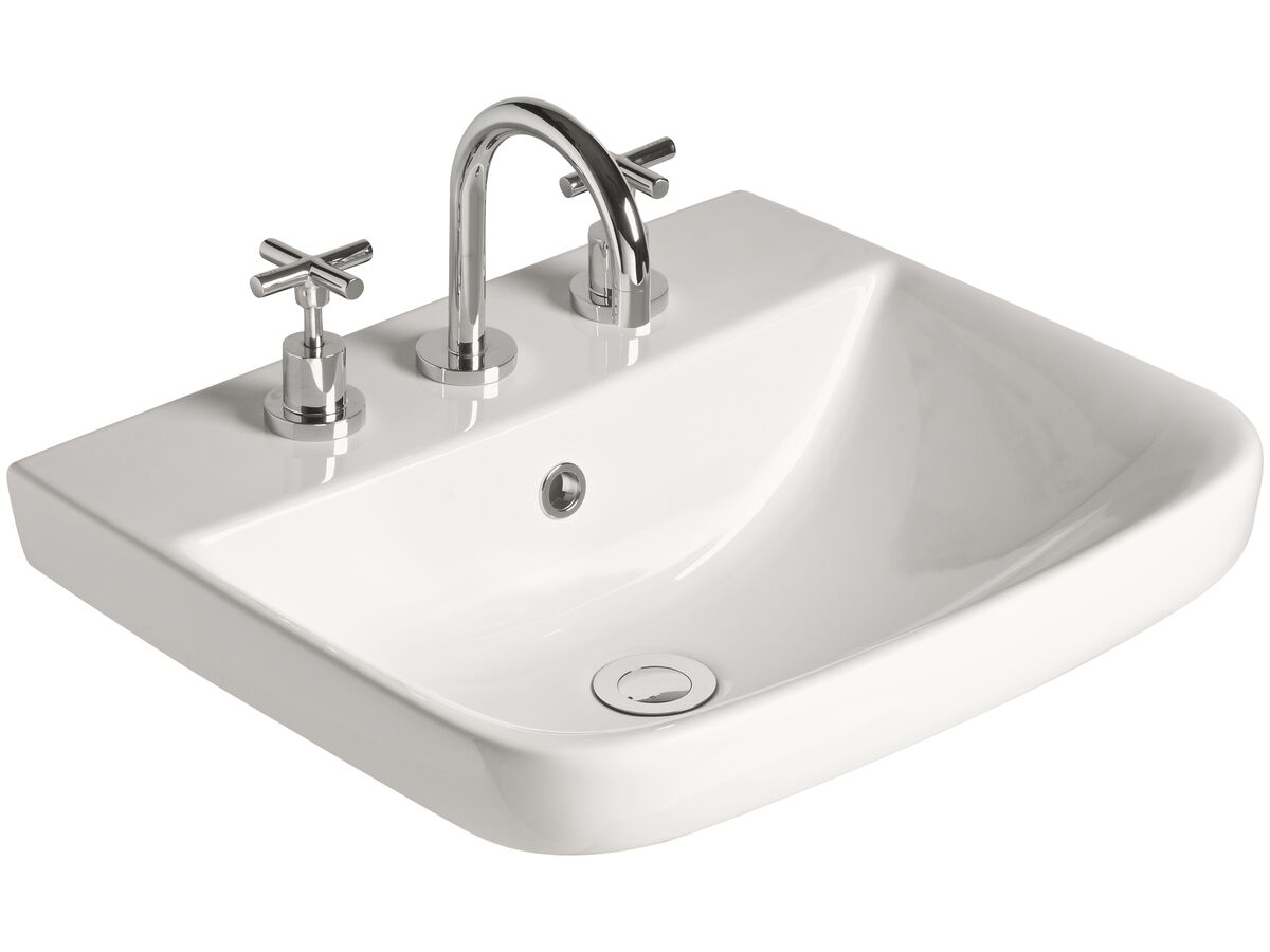 reece American Standard Cygnet Semi Inset Basin 3 Taphole 500mm White