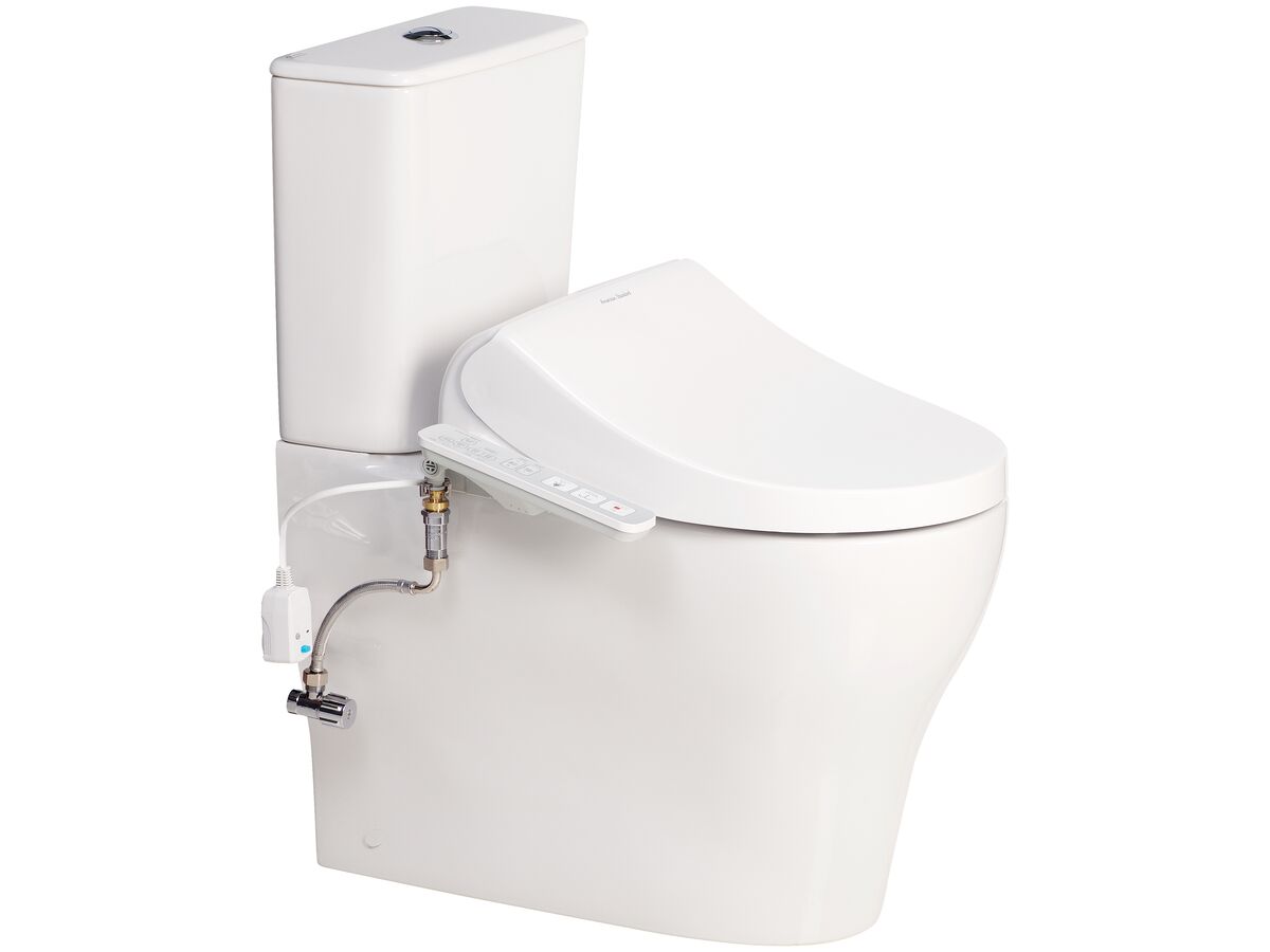 reece American Standard Cygnet Square Overheight Close Coupled Back to Wall Back Inlet Toilet Suite with SpaLet E-Bidet Seat (4 Star)