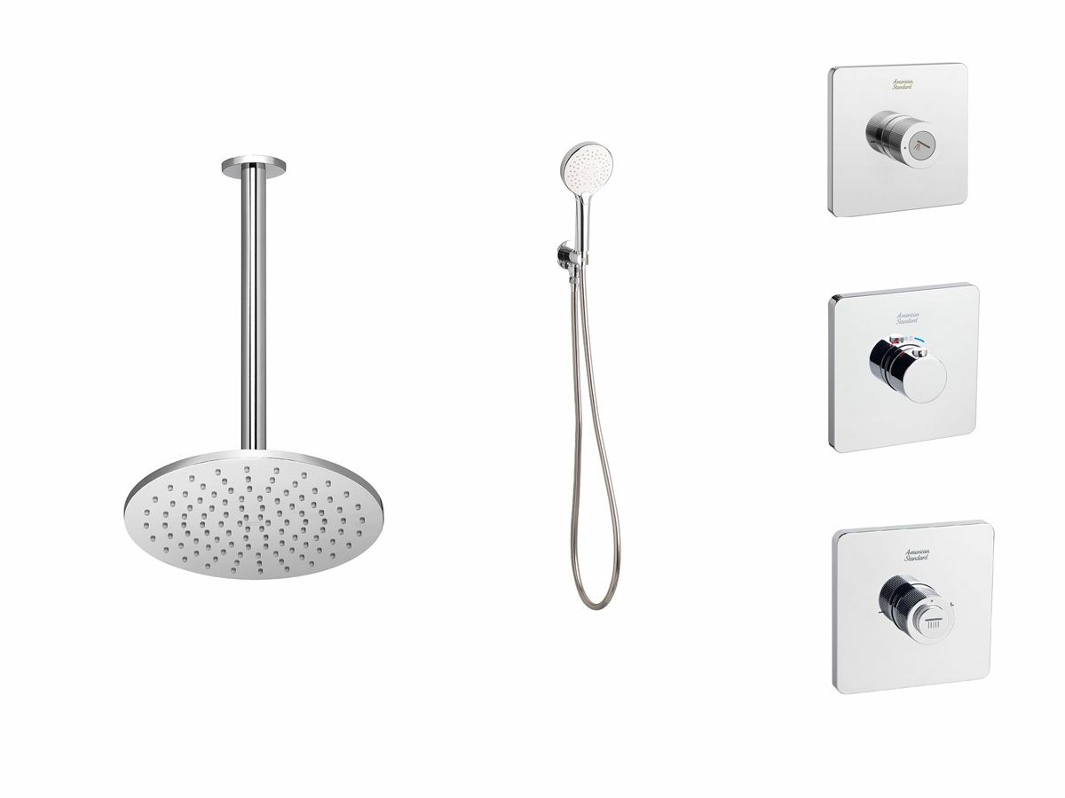 reece American Standard EasySET Thermo Controller Cygnet Round Overhead Handshower Chrome (3 Star)