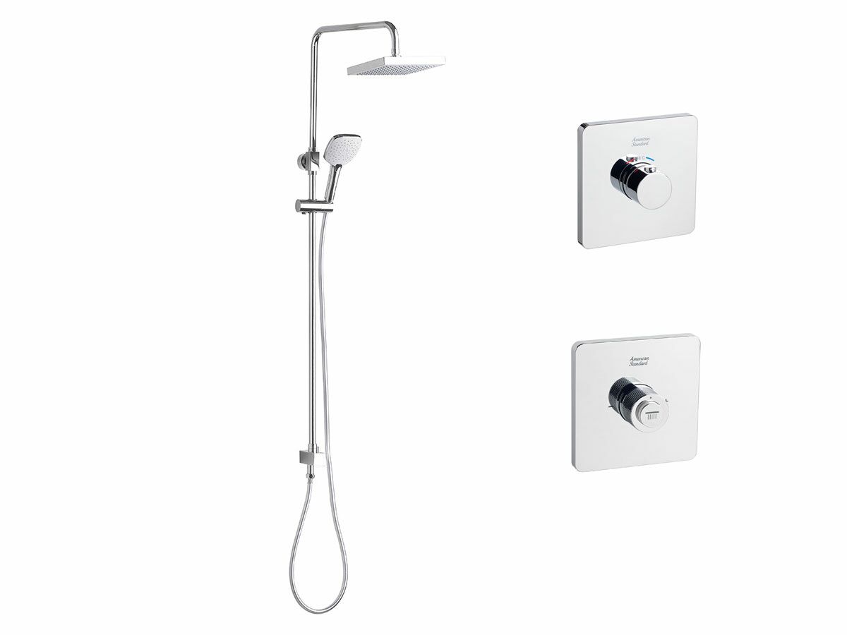 reece American Standard EasySET Thermo Controller Cygnet Square Twin Rail Shower Chrome (3 Star)