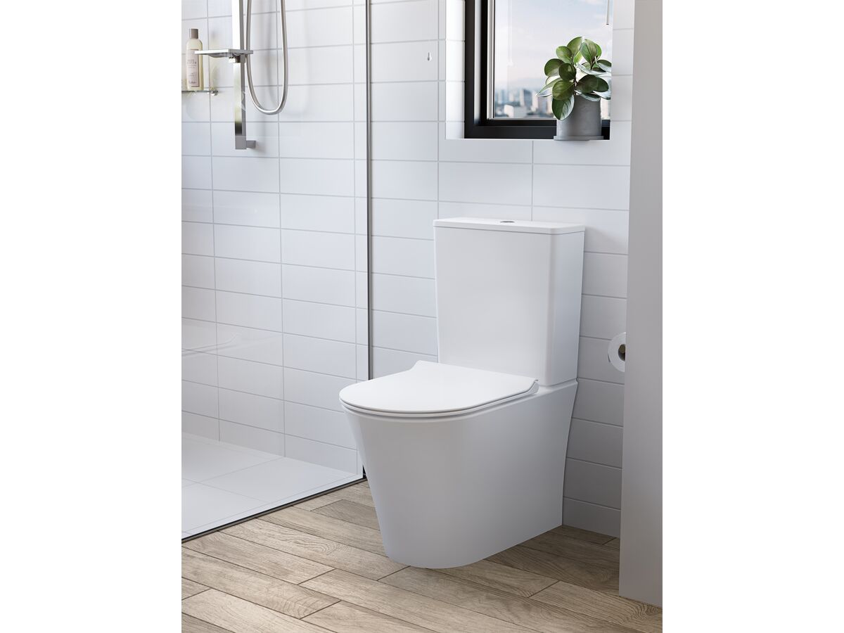 Reece American Standard Heron Hygiene Rim Bottom Inlet Close Coupled Back To Wall Toilet Suite With Soft Close Quick Release Seat White (4 Star)