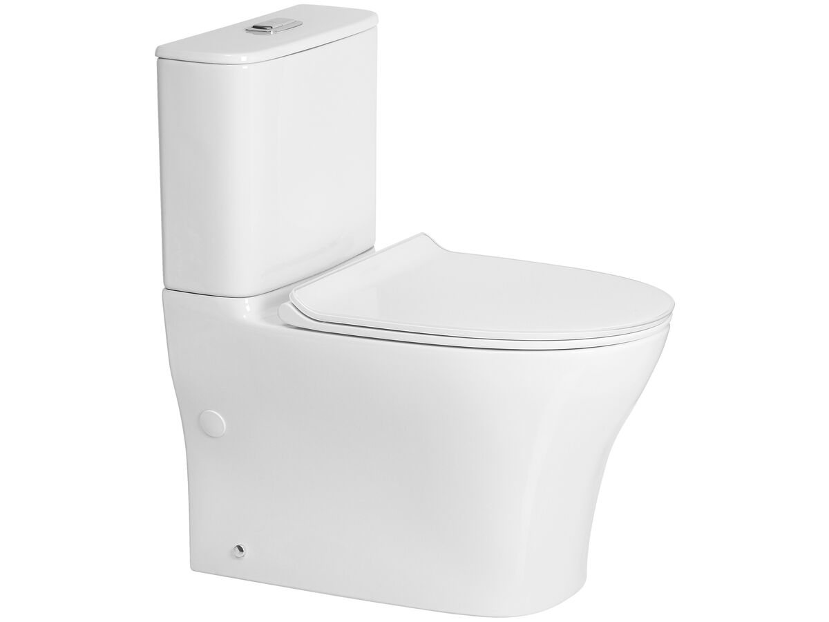 reece American Standard Signature Hygiene Rim Close Coupled Back to Wall Bottom Inlet Toilet Suite CrystaSleek with Soft Close Quick Release White Seat (4 Star)