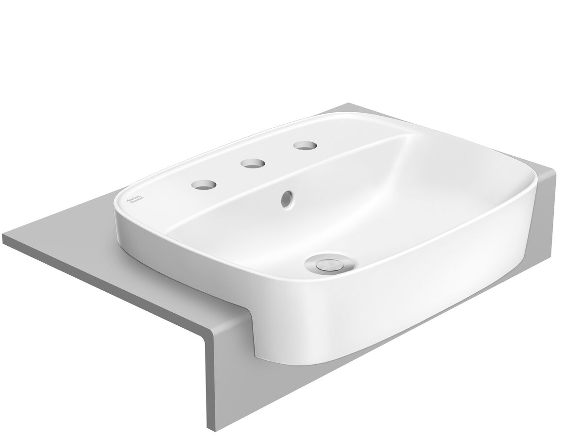 reece American Standard Signature Semi Recessed Basin 3 Taphole 550mm White reece American Standard Signature Semi Recessed Basin 3 Taphole 550mm White