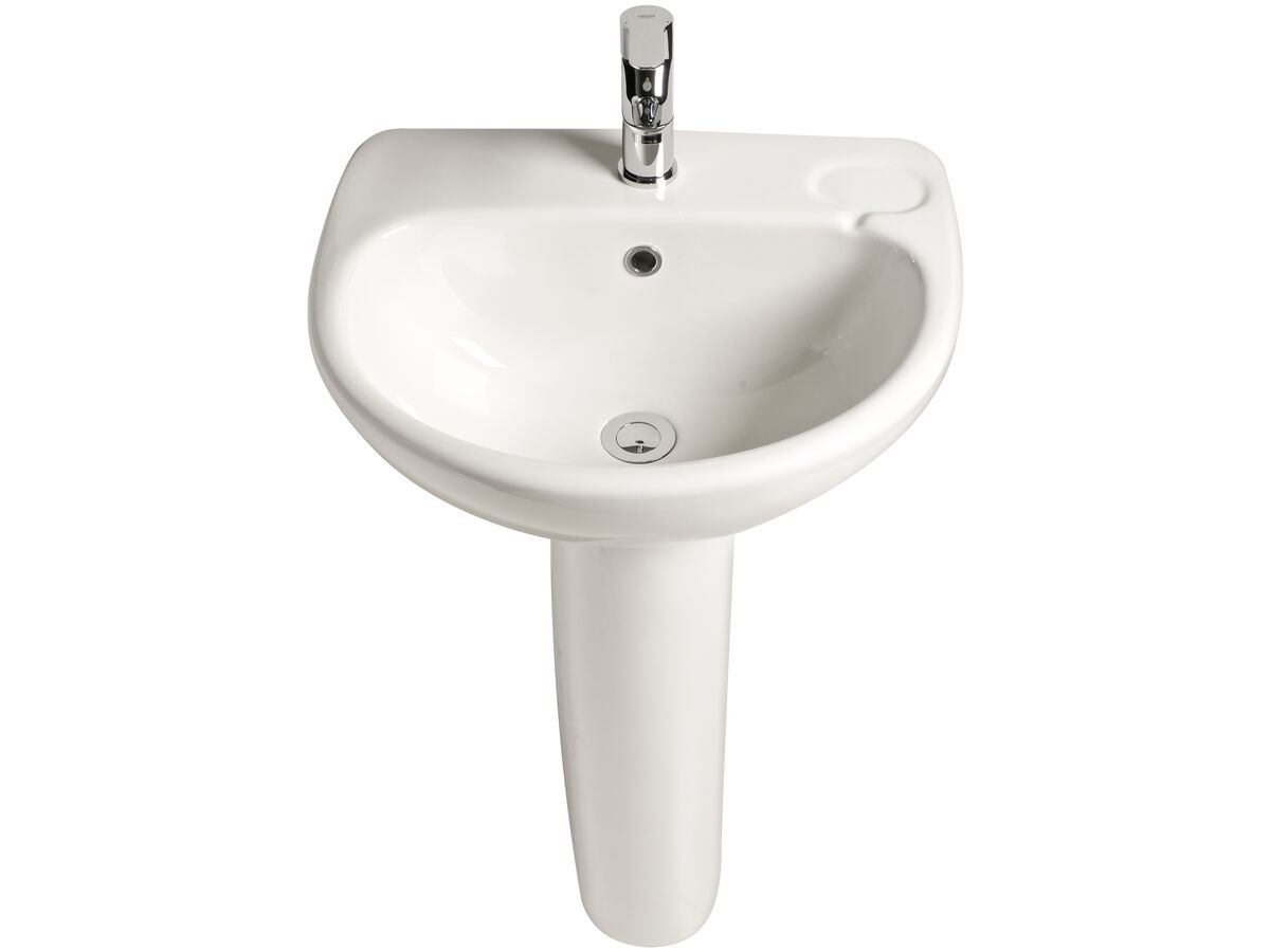 Reece American Standard Studio Basin And Pedestal One Taphole 500mm White