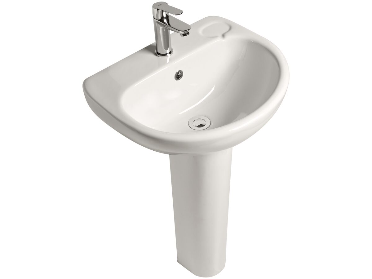 reece American Standard Studio Basin and Pedestal One Taphole 500mm White