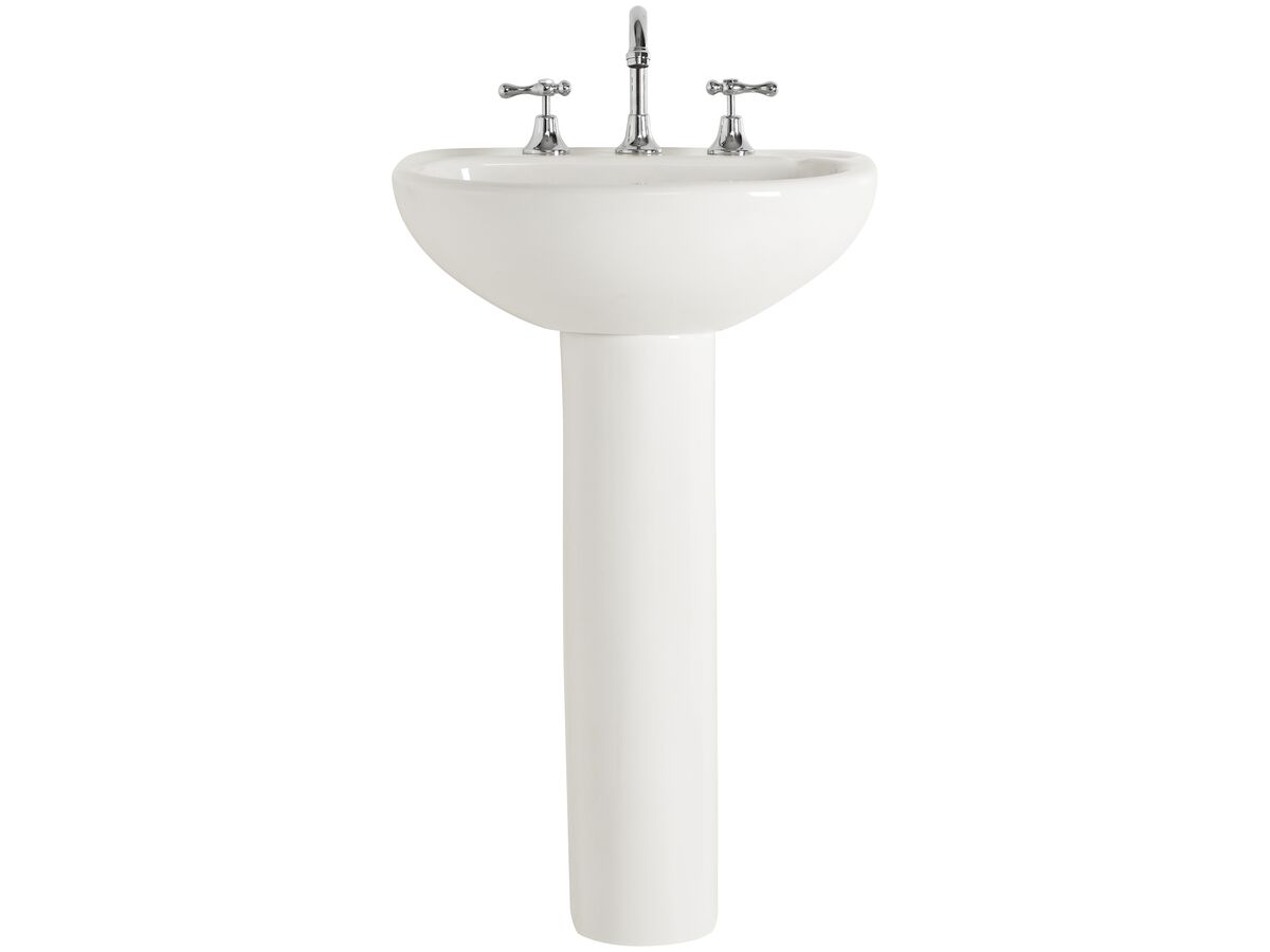 Reece American Standard Studio Basin And Pedestal Three Taphole 500mm White
