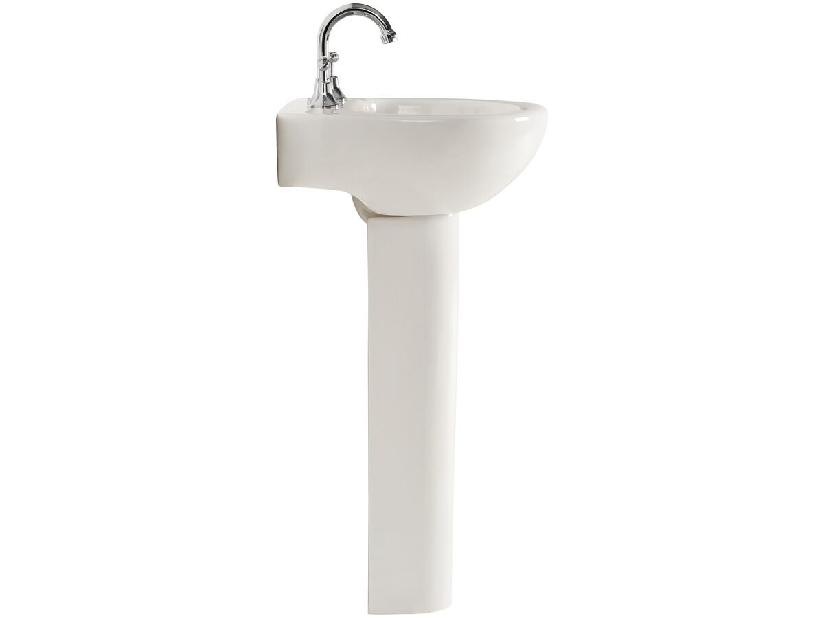 Reece American Standard Studio Basin And Pedestal Three Taphole 500mm White