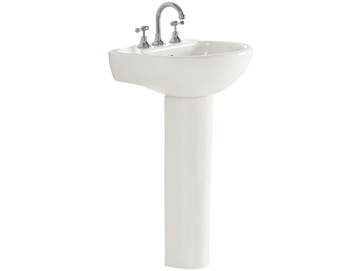Reece American Standard Studio Basin And Pedestal Three Taphole 500mm White