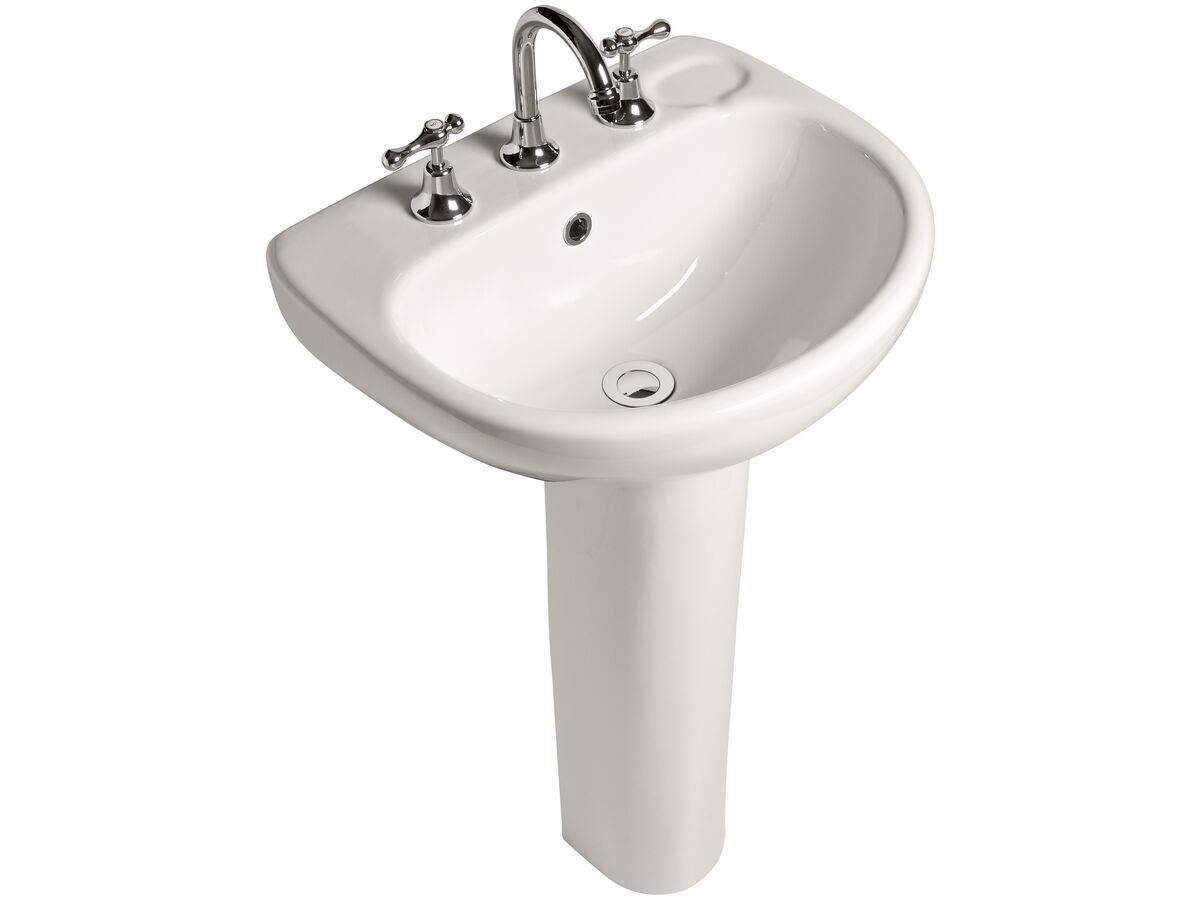 reece American Standard Studio Basin and Pedestal Three Taphole 500mm White reece American Standard Studio Basin and Pedestal Three Taphole 500mm White