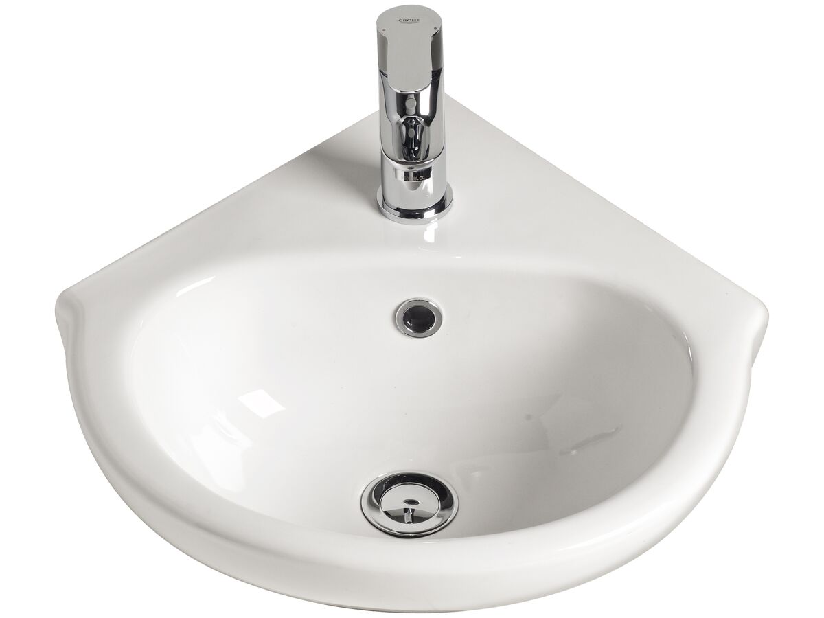 Reece American Standard Studio Corner Wall Basin 1 Taphole With Fixing Kit 450mm White