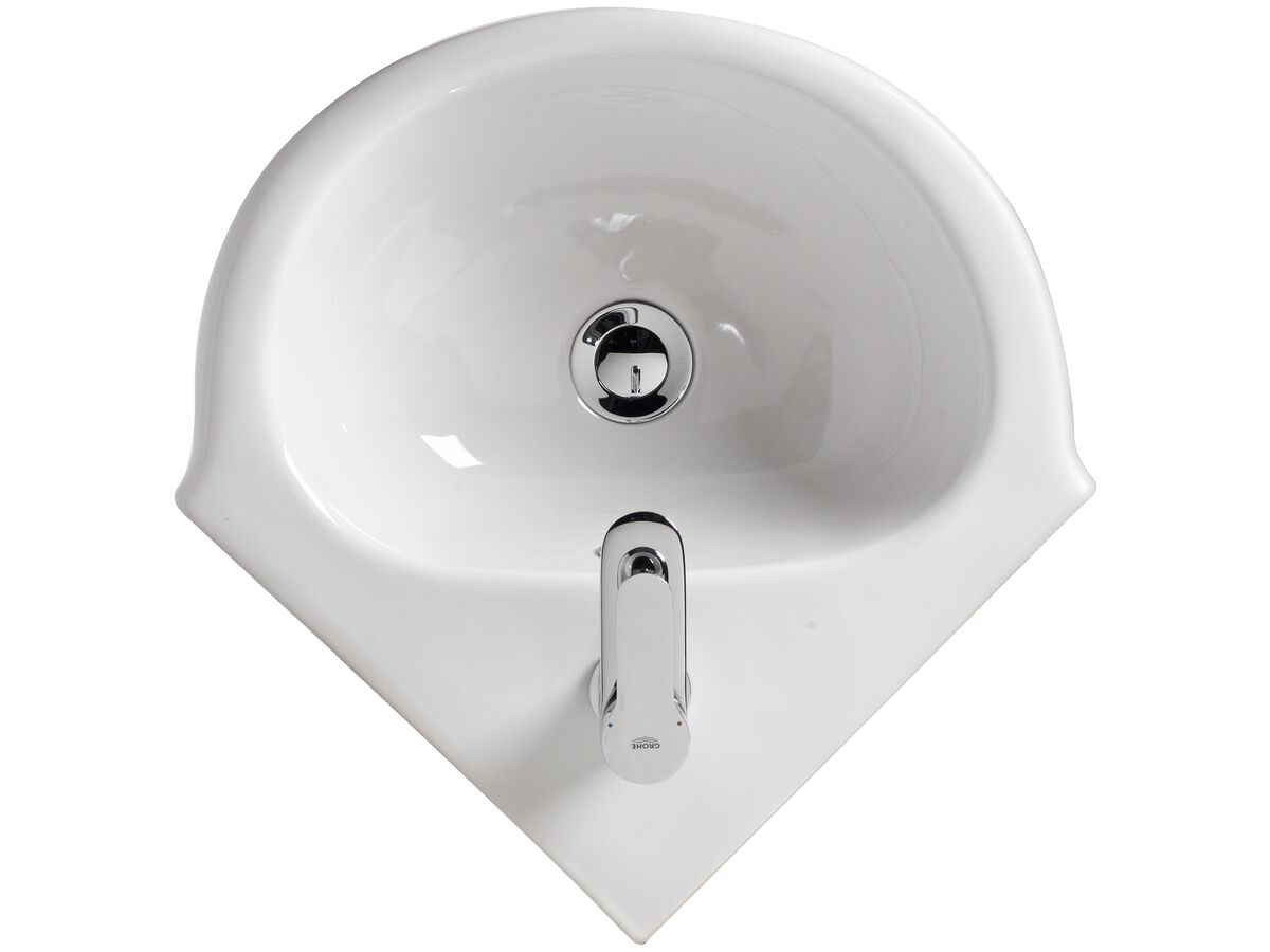 Reece American Standard Studio Corner Wall Basin 1 Taphole With Fixing Kit 450mm White