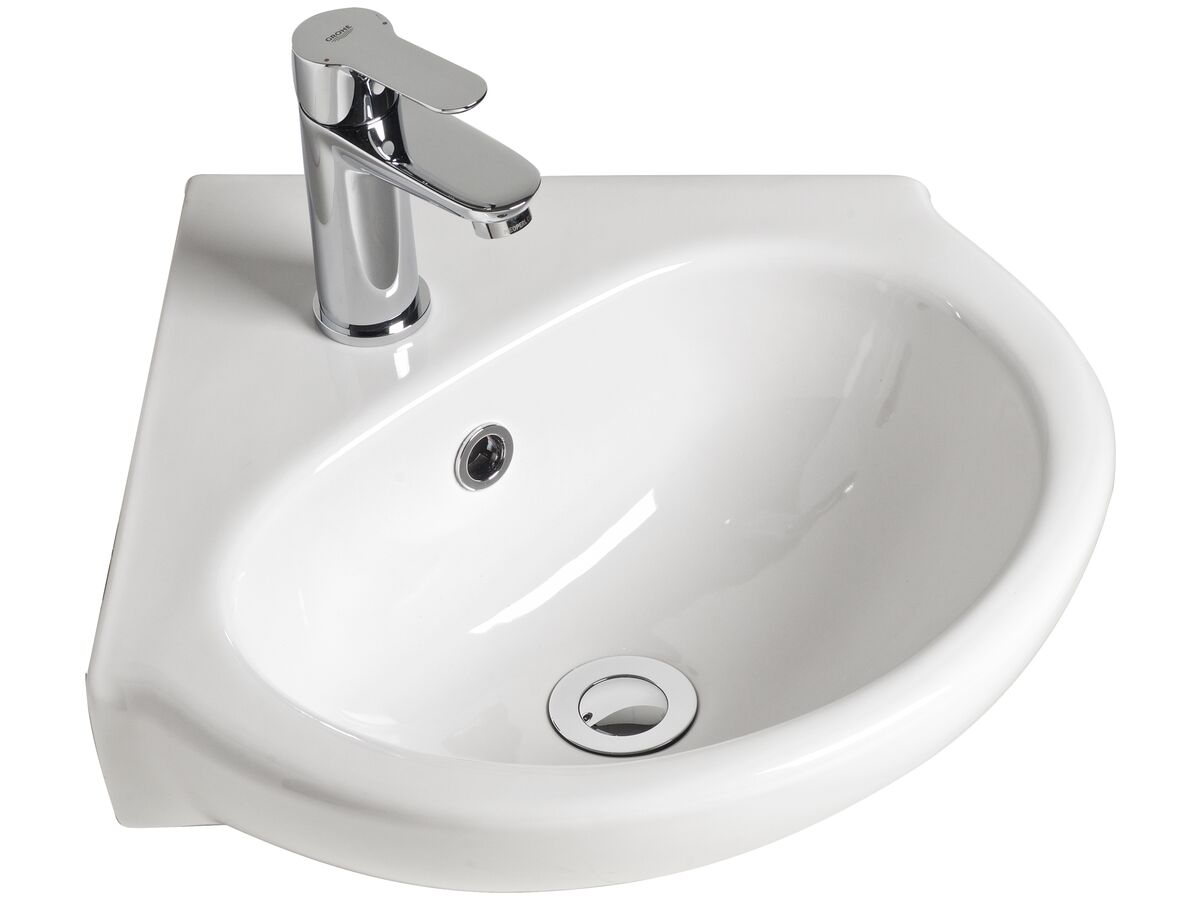 reece American Standard Studio Corner Wall Basin 1 Taphole with Fixing Kit 450mm White