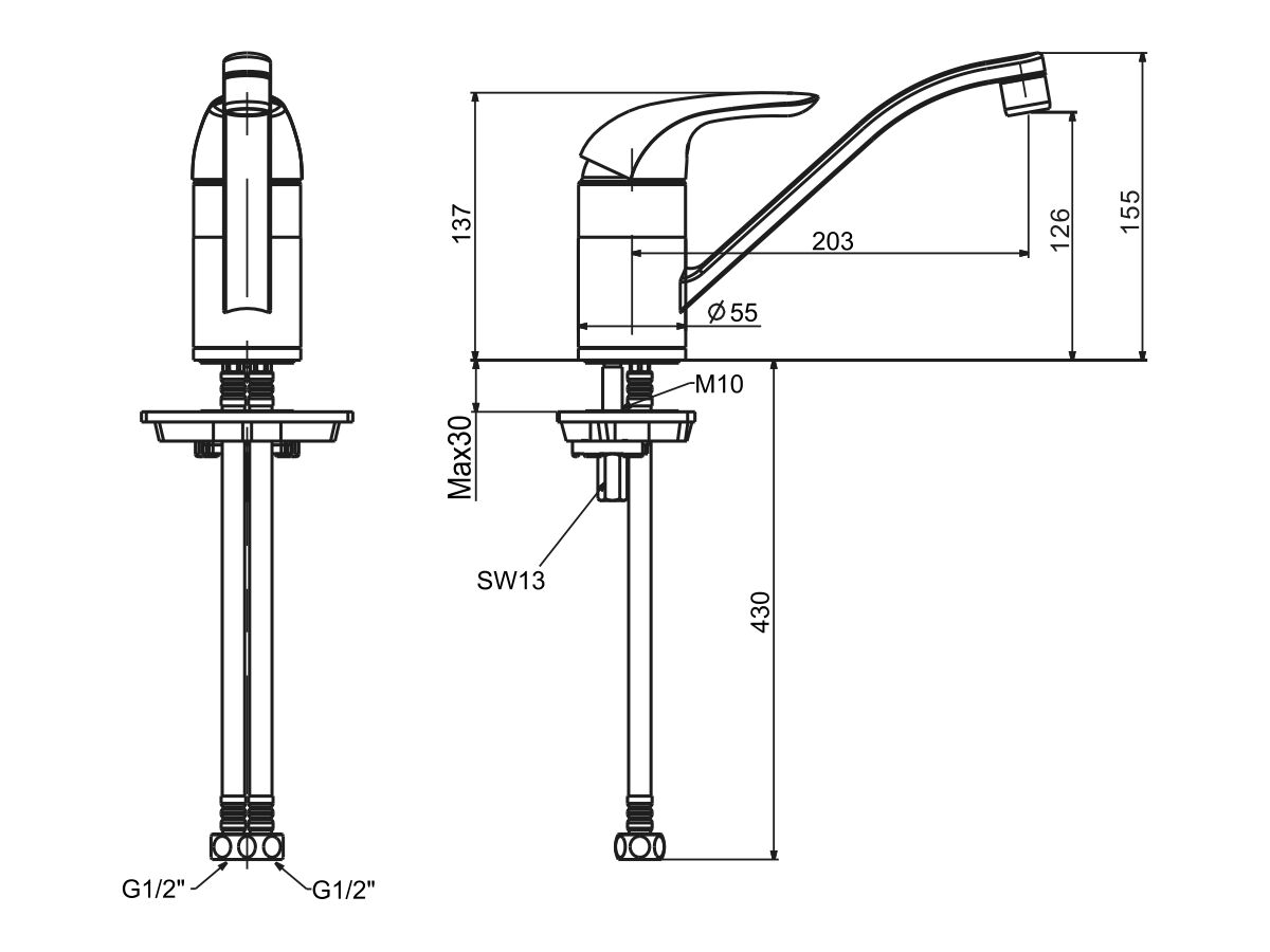 Reece American Standard Studio Saga Tubular Sink Mixer Tap Chrome (4 Star) Lead Free
