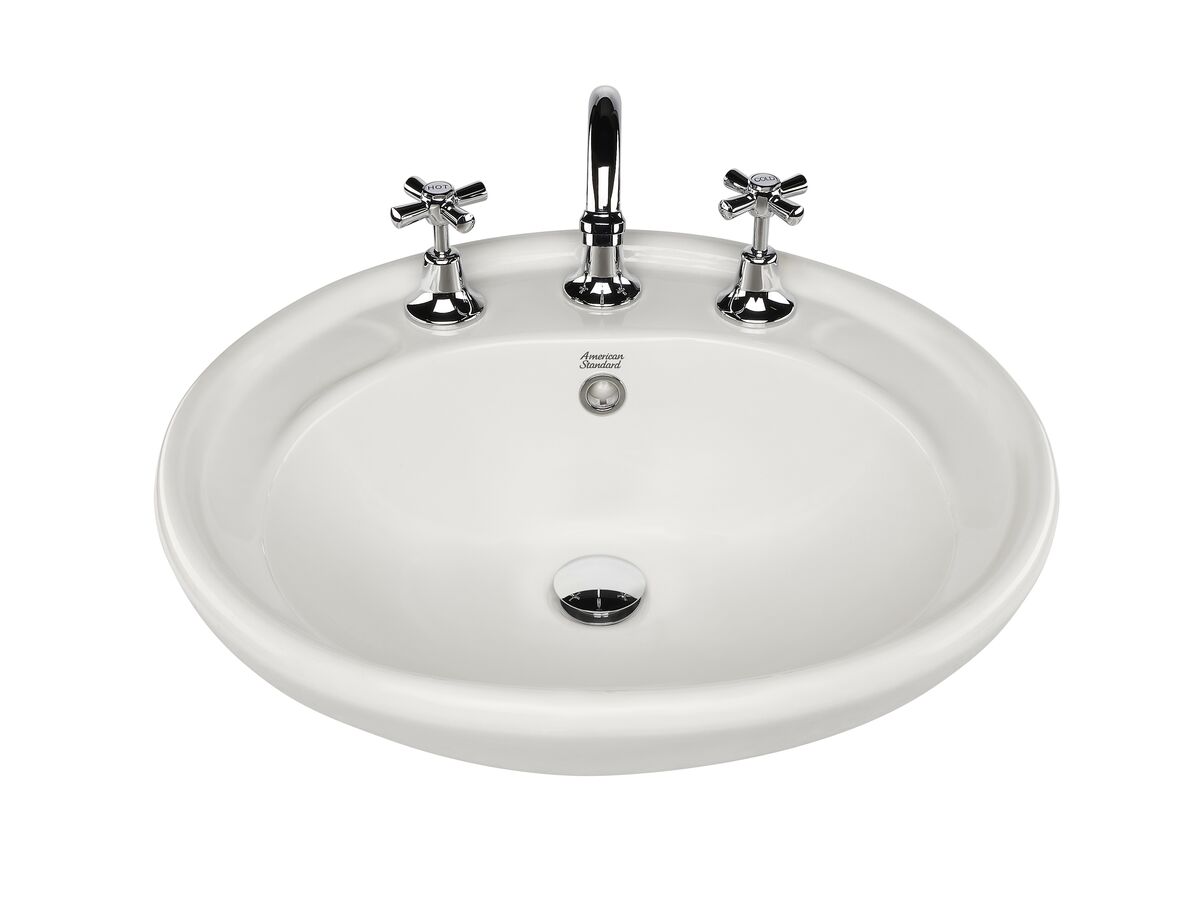 Reece American Standard Studio Semi Recessed Basin With Fixing Kit 3 Taphole White