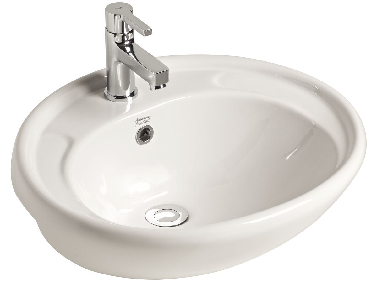 reece American Standard Studio Semi Recessed Basin with Fixing Kit 1 Taphole White