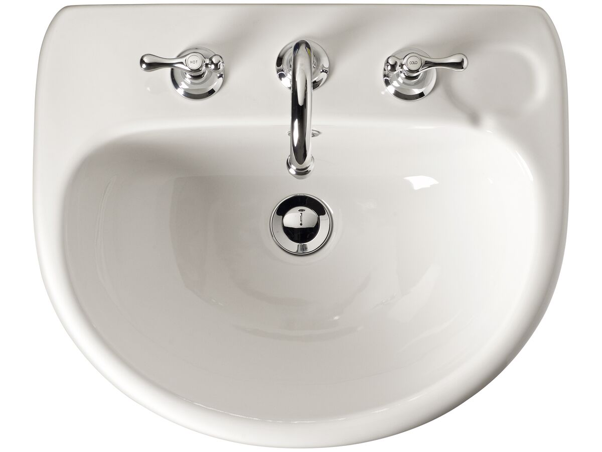reece American Standard Studio Wall Basin with Fixing Kit 3 Taphole 500mm White