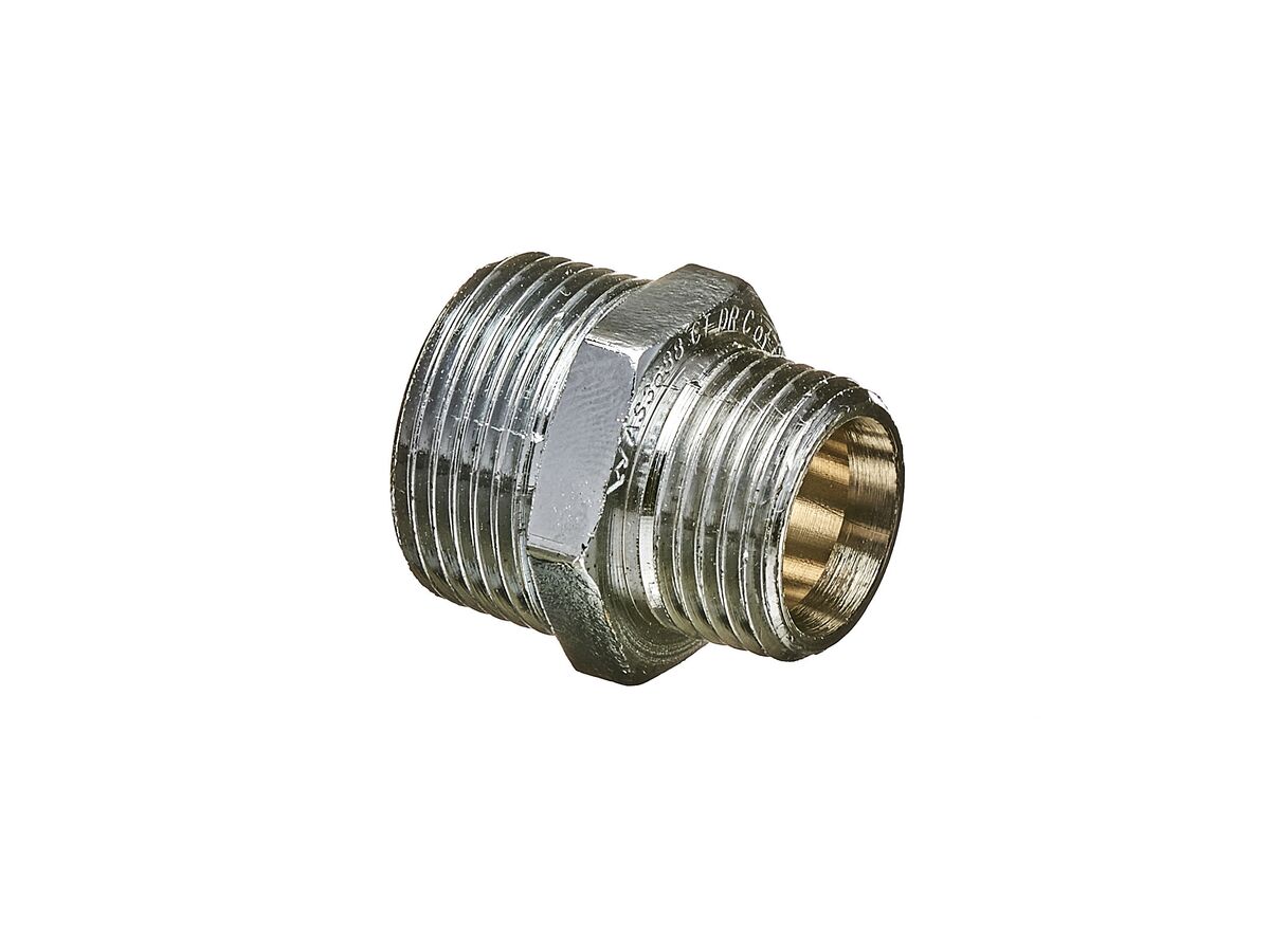 reece Ardent Lead Free Brass Hex Nipple Reducing Chrome Plated 20mm x 15mm
