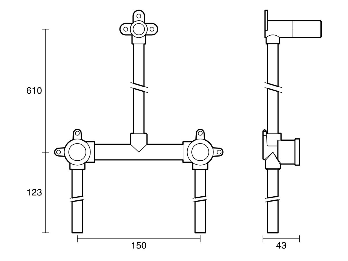 Reece Ardent Shower Assembly 150mm Centre With 150mm Tails Bottom Entry Lead Free