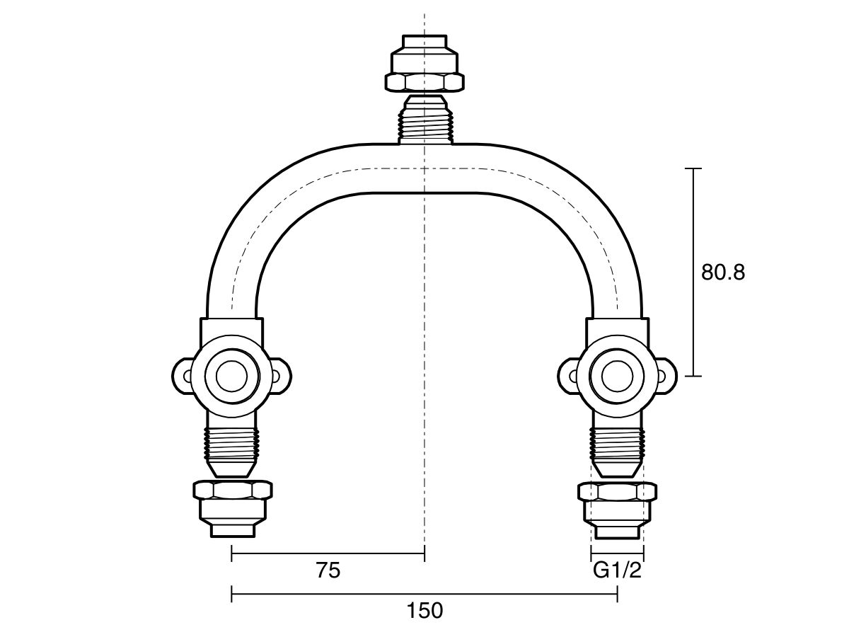 Reece Ardent Shower Breech 150mm Centre U-Type Compression Lead Free