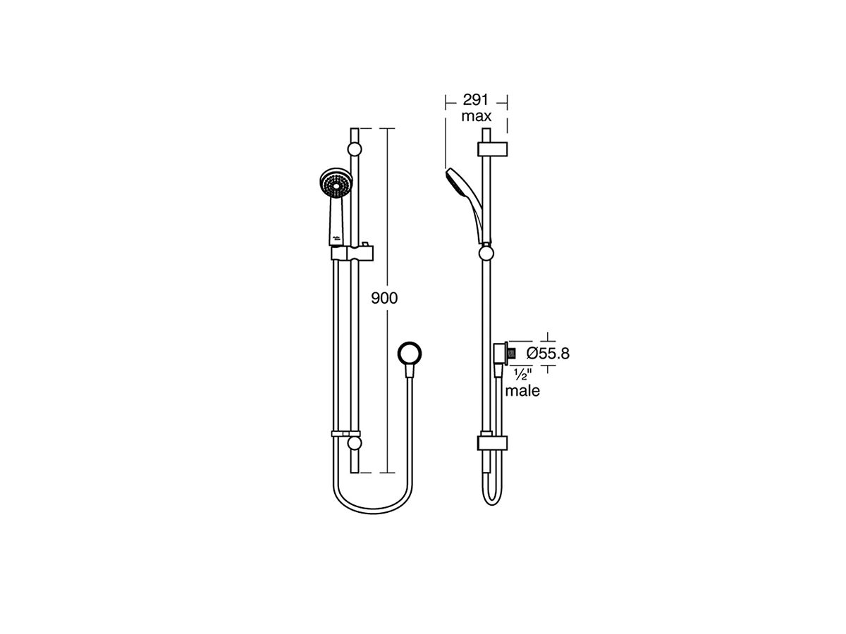 Reece Armitage Shanks Armaglide Rail Shower Set With Wall Water Inlet (3 Star)