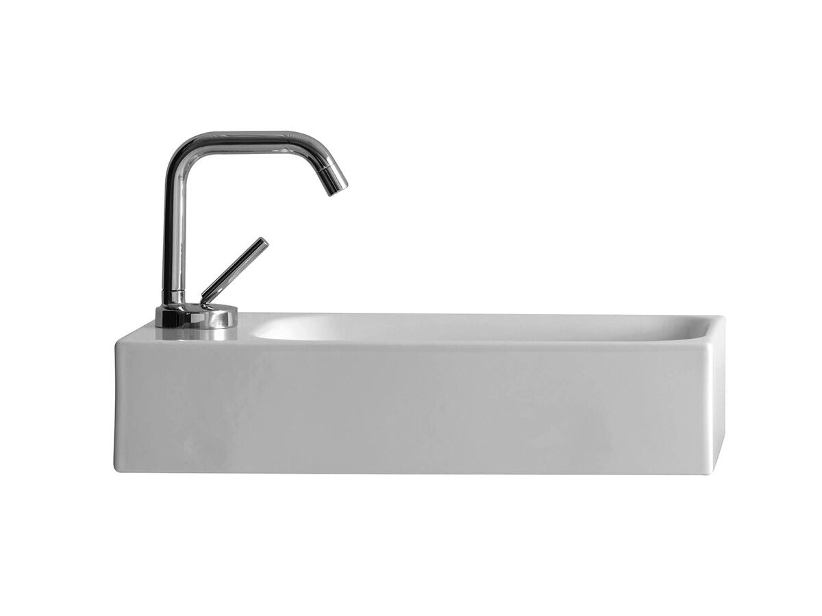 Reece AXA Cento Mini Wall Basin Left Hand With Fixing 1 Taphole 450 X 250mm White
