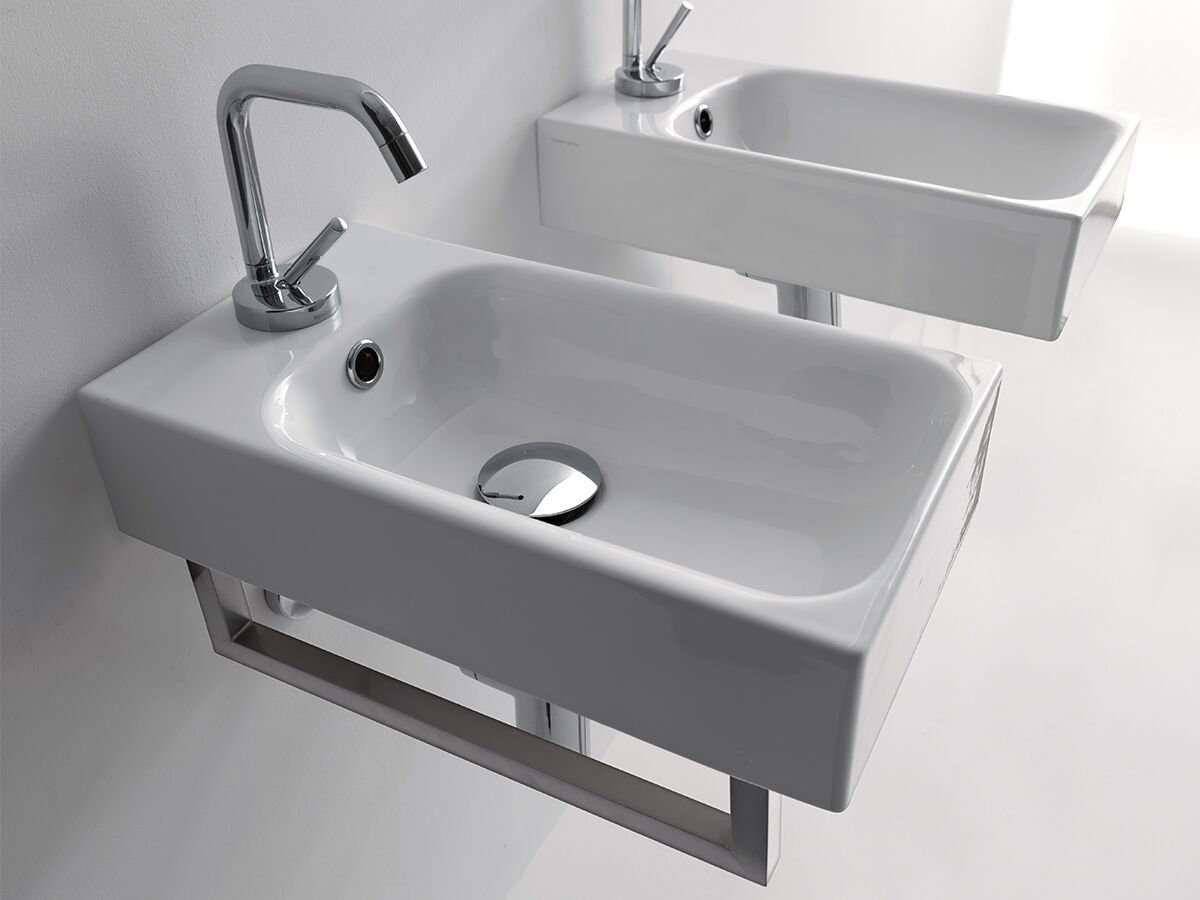 Reece AXA Cento Mini Wall Basin Rear With Fixing 1 Taphole 250 X 450mm White