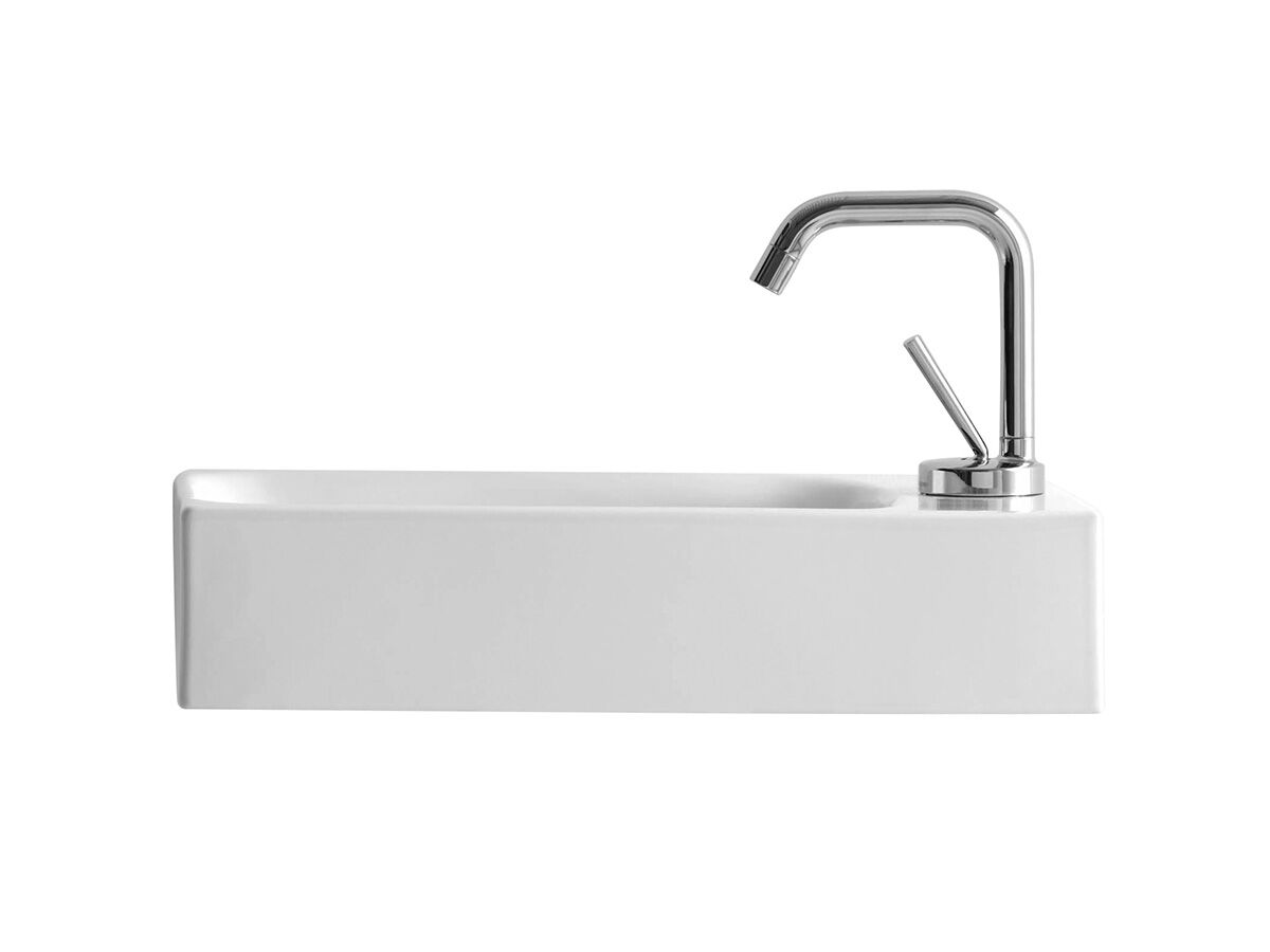 reece AXA Cento Mini Wall Basin Right Hand with Fixing 1 Taphole 450 x 250mm White