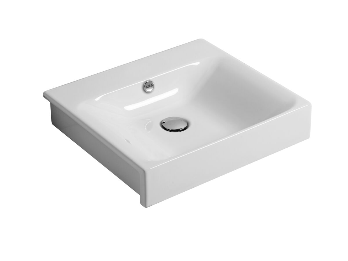 reece AXA Cento Semi Wall Basin with Fixing No Taphole 500mm White