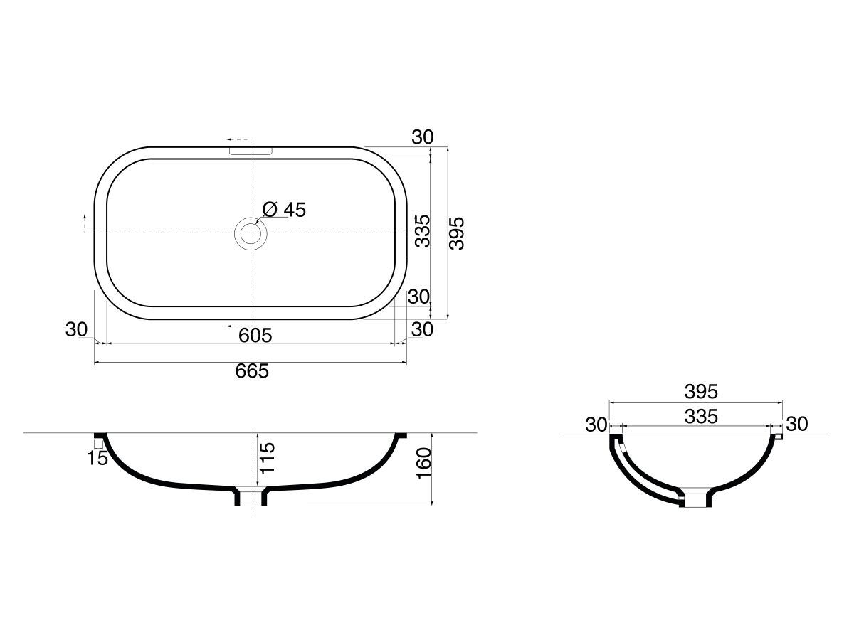 Reece AXA Uno Under Counter Basin 665 X 395mm White
