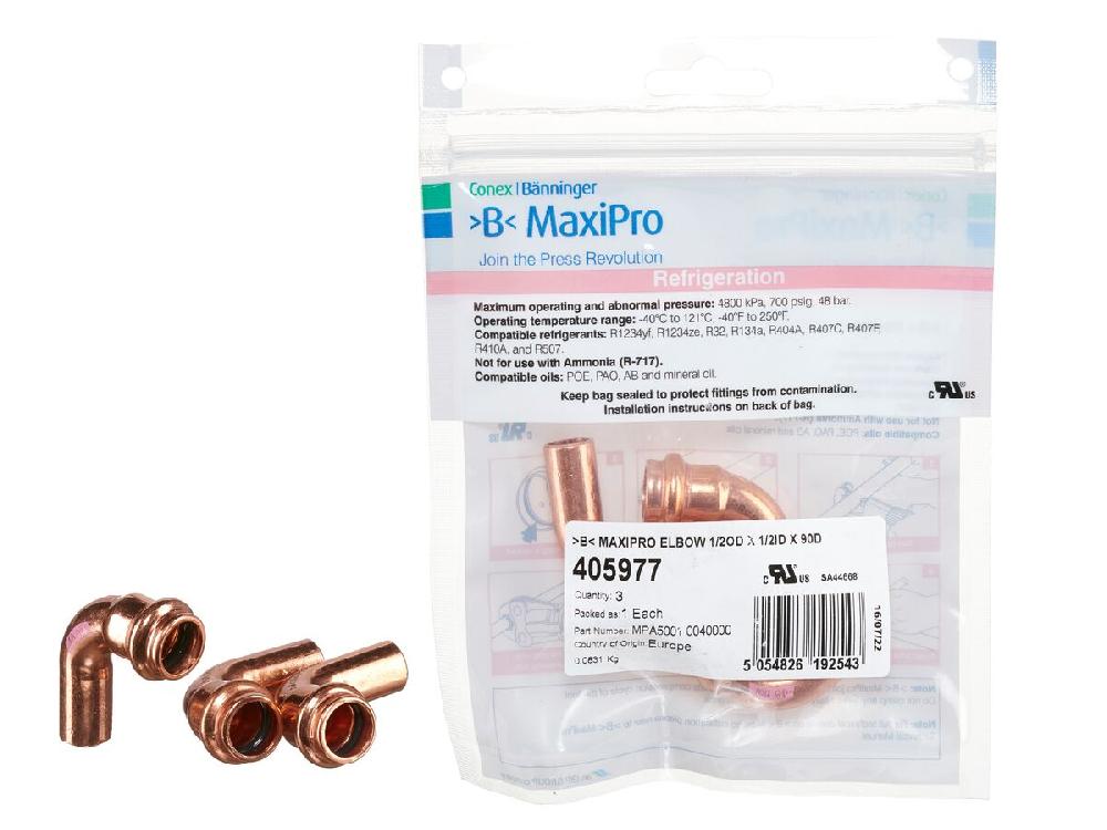 reece B-MaxiPro Elbow 90 Degree x 1/2" OD x 1/2" ID (Bag of 3)