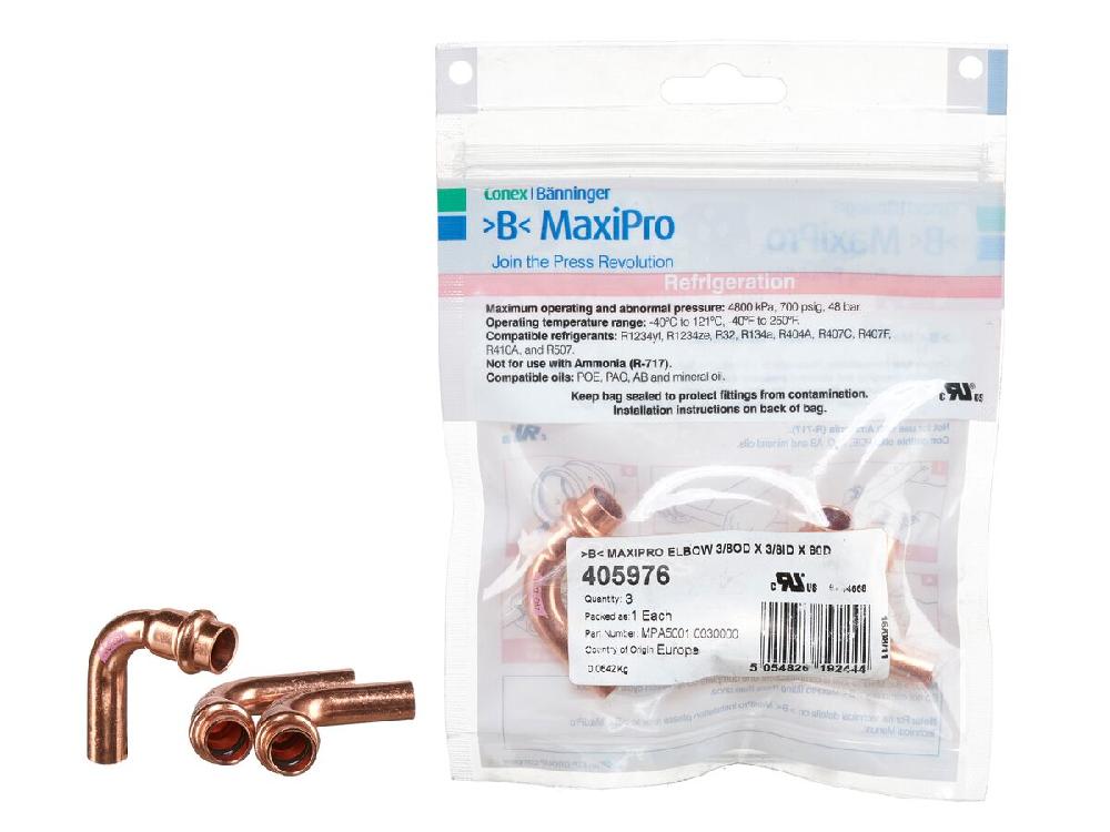 reece B-MaxiPro Elbow 90 Degree x 3/8" OD x 3/8" ID (Bag of 3)