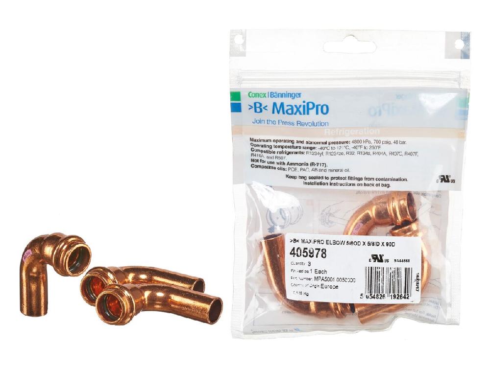 Reece B-MaxiPro Elbow 90 Degree X 5/8" OD X 5/8" ID (Bag Of 3)