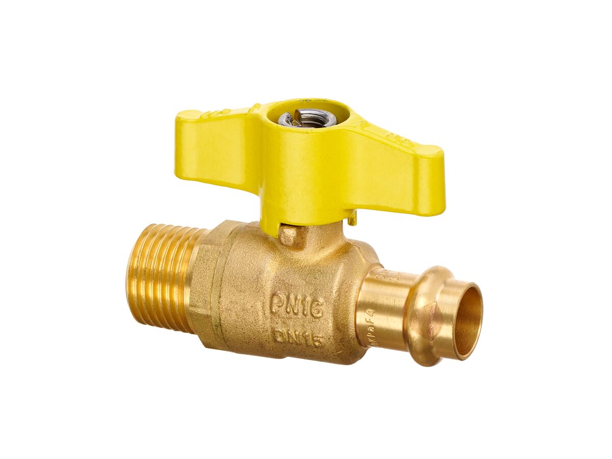 reece B-Press Gas Ball Valve w/ T-Handle 15mm Copper x 15mm Male BSP