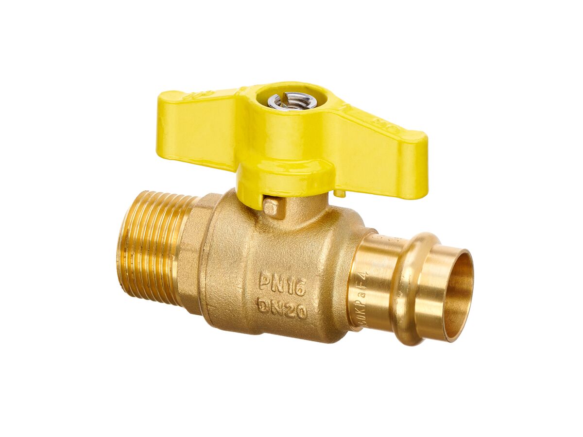 reece B-Press Gas Ball Valve w/ T-Handle 20mm Copper x 20mm Male BSP