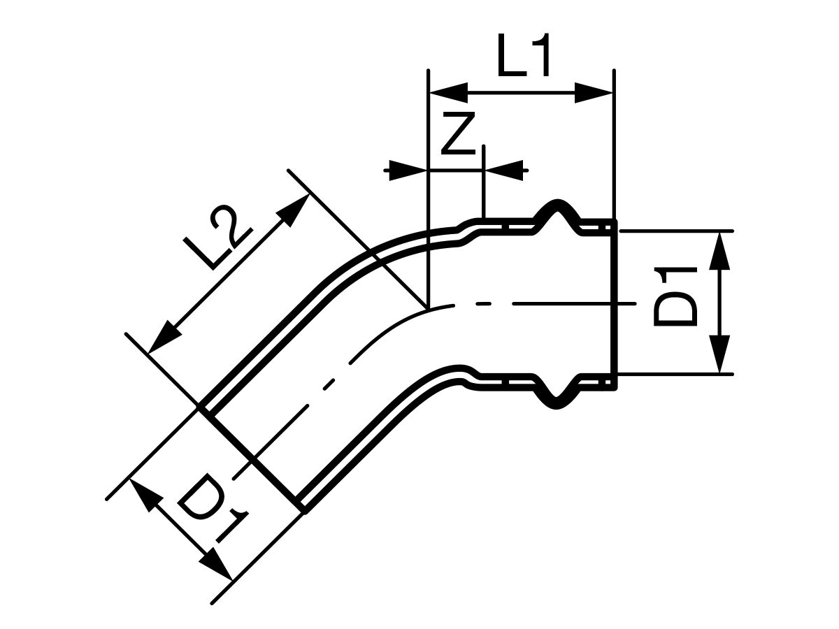 Reece B-Press Gas Elbow (Male X Female) 45 Degrees 25mm