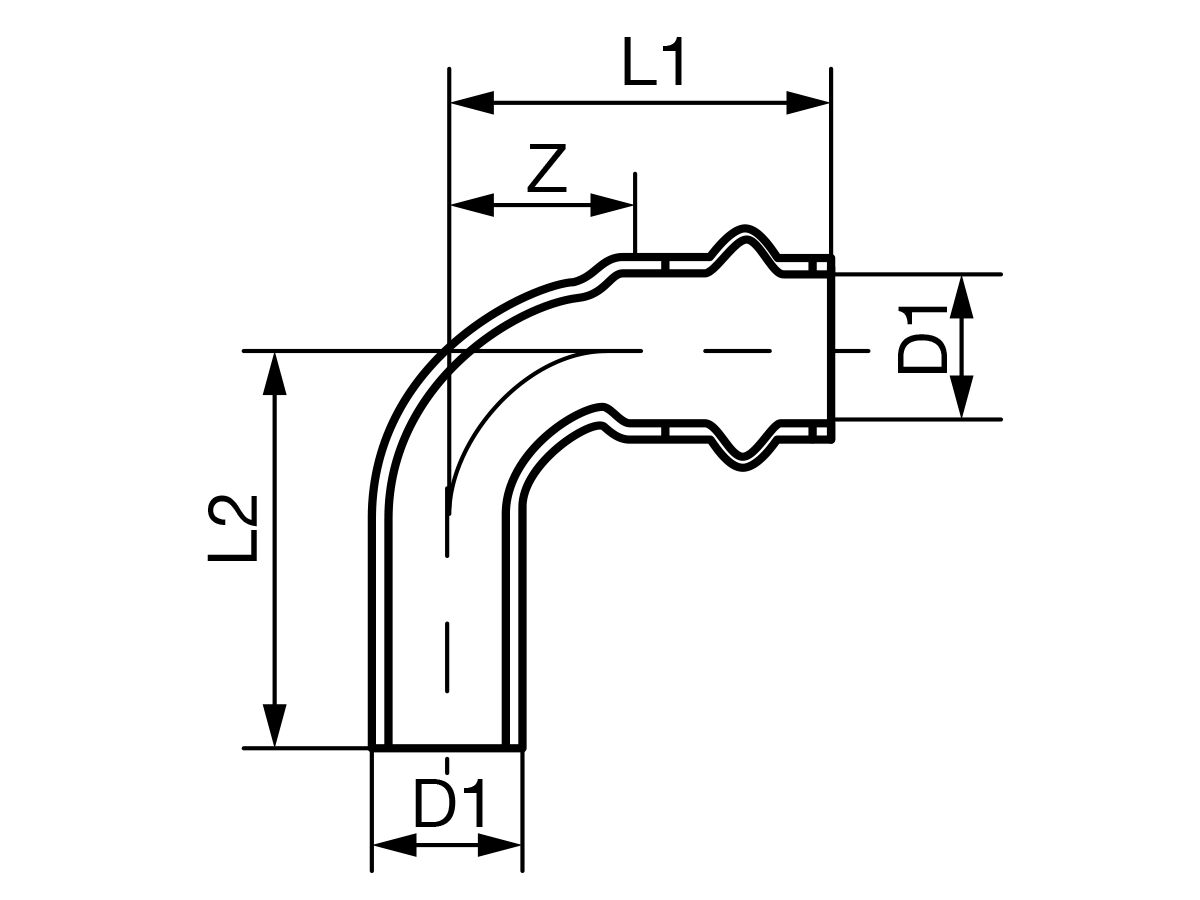 Reece B-Press Gas Elbow (Male X Female) 90 Degrees 50mm