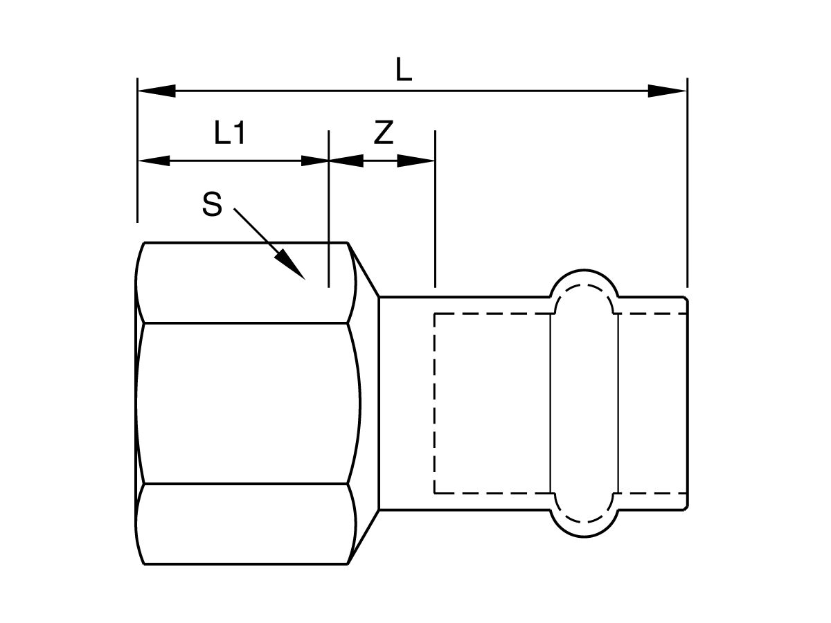 Reece B-Press Stainless Steel Female Straight Connector 54mm X 50mm