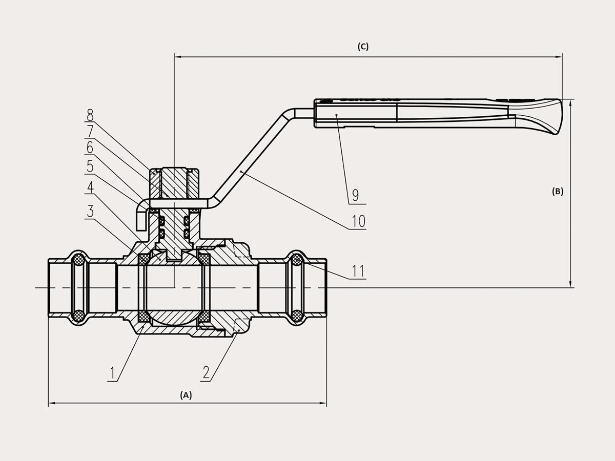 Reece B-Press Water Ball Valve W/ Lever Handle 15mm Copper