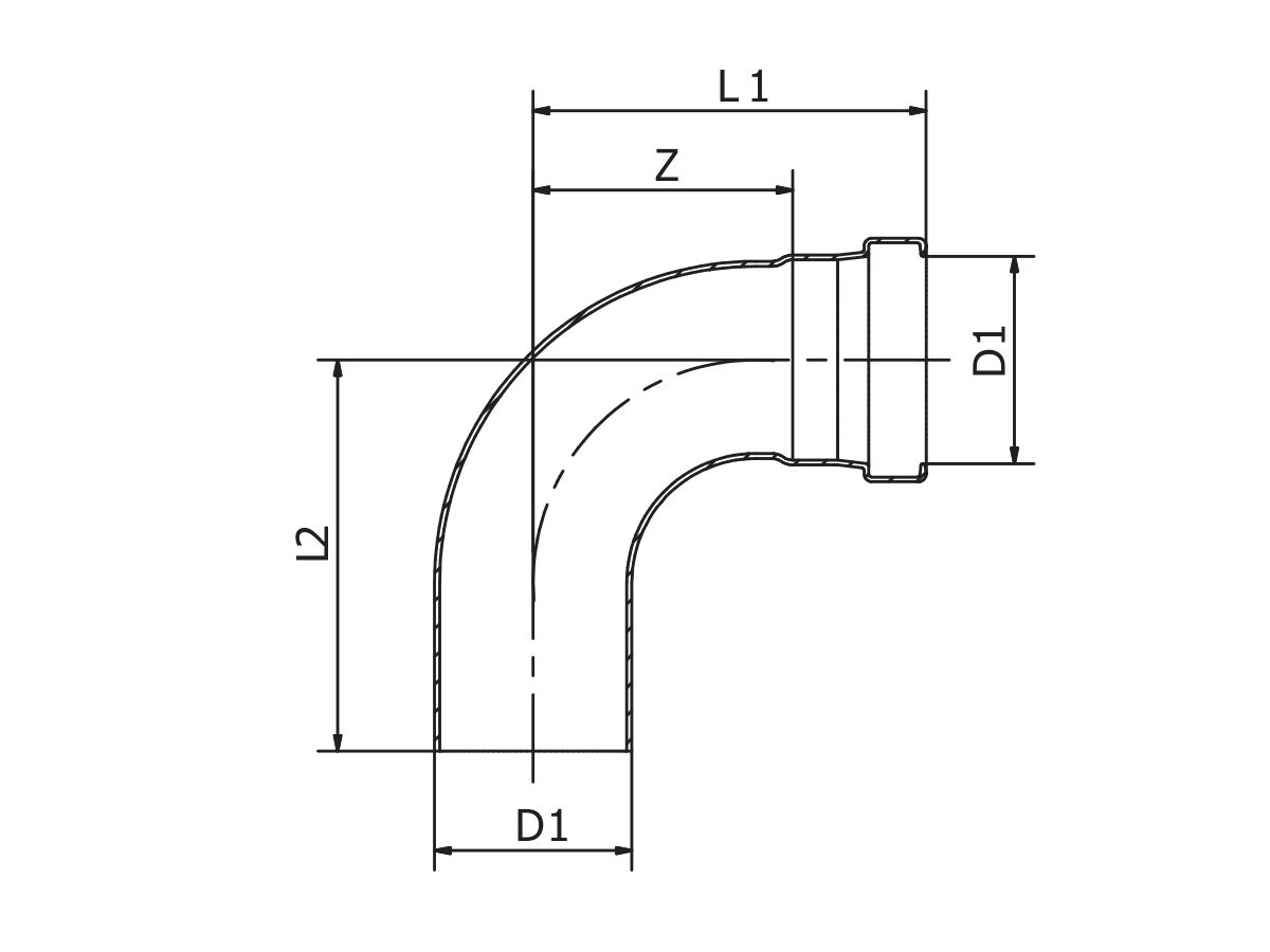 Reece B-Press XL Water Elbow (Male X Female) 90 Degrees 65mm